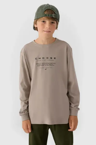 Tričko S Dlhým Rukávom Pre Chlapca S Potlačou Regular 4F 4FJWAW24TLO