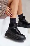 Women's platform sneakers with sheepskin Lee Cooper Black