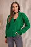 Button-down sweater with decorative green knit