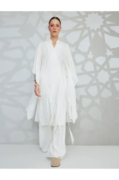 Koton Comfortable Fit Wide Leg High Waist Pants with Elastic Waist Pockets