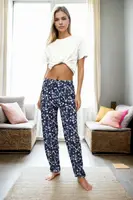 80156 Dewberry Women Pyjama Bottom-NAVY