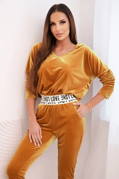 Velour set with mustard hood