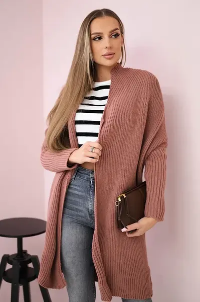 Sweater with batwing sleeve dark pink