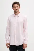 Bavlněná košile Tommy Hilfiger pánská, růžová barva, regular, s klasickým límcem, MW0MW39446