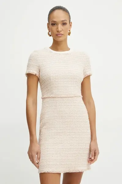 Šaty z vlněné směsi BOSS béžová barva, mini, 50537438