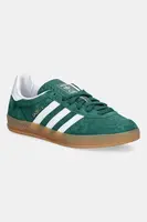 Dětské semišové tenisky adidas Originals GAZELLE INDOOR zelená barva, JS3800