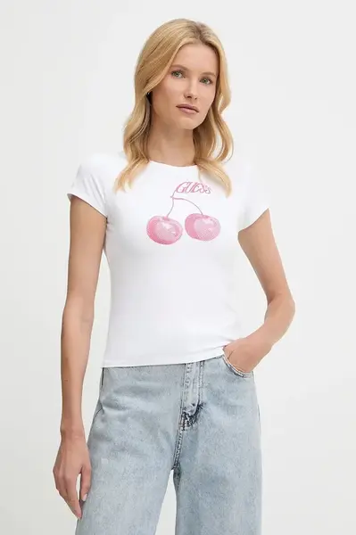 Tričko Guess dámské, bílá barva, W5YI30 K49A1