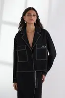 Džínová bunda Karl Lagerfeld černá barva, přechodná, A3W14041