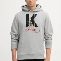Mikina Karl Lagerfeld DISNEY pánská, šedá barva, s kapucí, s potiskem, 553930.705097