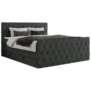 MKS POSTEL BOXSPRING MIREN KING DUO 120/200 - Šedá Strukturovaná látka - H3