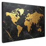 MuchoWow OBRAZ NA PLÁTNĚ Mapa světa - Zlato - Mramor 30x20 cm