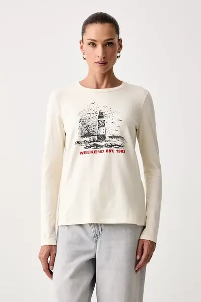 Weekend Max Mara  tričko s dlouhým rukávem dámské s bavlnou WKDVICINO