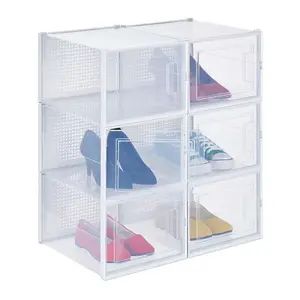 Relaxdays KRABICE Transparentní Bílé 6ks-Set s víkem