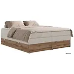 MKS POSTEL BOXSPRING WOOD ZERO KING 180/200 - Béžová Manšestr - Topper T25 - H4
