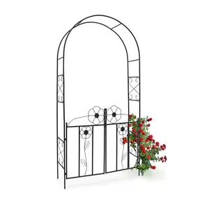 Relaxdays OBLOUK Černý práškově lakované železo s brankou 228 cm