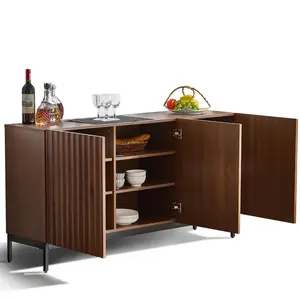 Modfu KOMODA z MDF 150x40x80 cm tmavě hnědá s vlnitým 3D designem, nastavitelnými policemi a ochranou proti převrácení