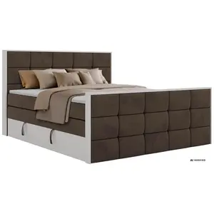 MKS POSTEL BOXSPRING ALVIT KING DUO 200/200 - Hnědá Samet - Topper T25 - H4