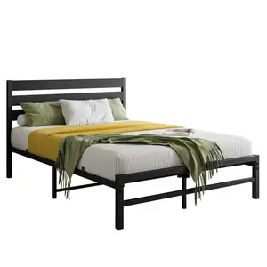 Redom KOVOVÁ postel 200/140 cm s kovovou konstrukcí, pohodlným čelem a moderním minimalistickým designem, Černá