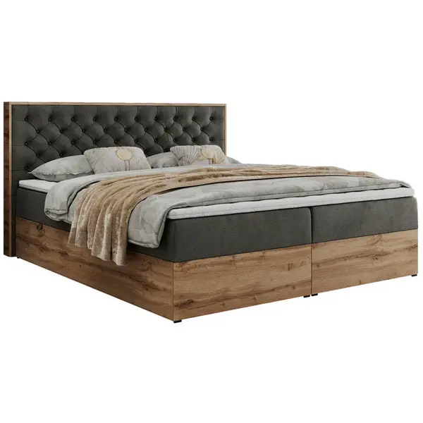 MKS KONTINENTÁLNÍ POSTEL ALBERO 3 140/200 - Šedá Samet - H3