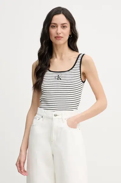 Calvin Klein Jeans  top dámský bavlněný s elastanem