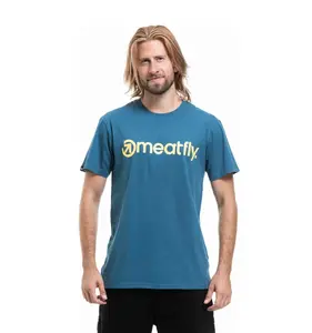 Meatfly pánské tričko MF Logo Super Teal | Modrá | Velikost S | 100% bavlna