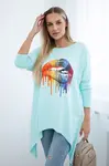 Halenka oversize s duhovým potiskem mint