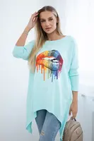 Halenka oversize s duhovým potiskem mint