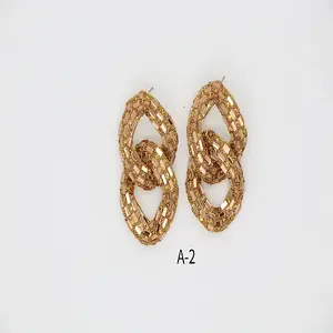 Alloy & Glass Dangle Stud Earrings
