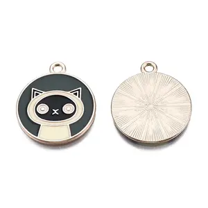 Alloy Enamel Kitten Pendants