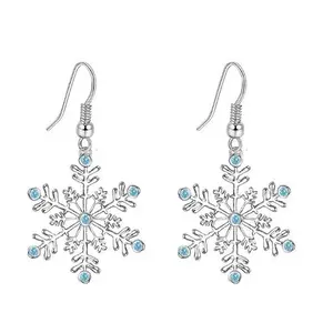 Snowflake Brass Micro Pave Clear Cubic Zirconia Dangle Earrings