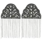 2Pcs Felt Rhinestone Epaulettes