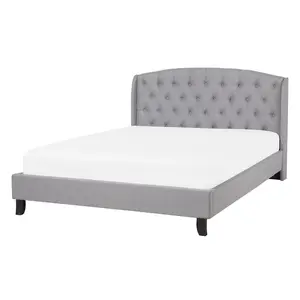 Beliani ČALOUNĚNÁ POSTEL 140/200 cm Světle šedá Bordeaux