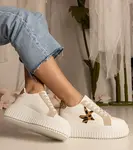 Gemre White-beige sneakers decorated with glitter and a star Taleda