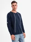 Ombre Men's sweatshirt with decorative zips on the front - navy blue
