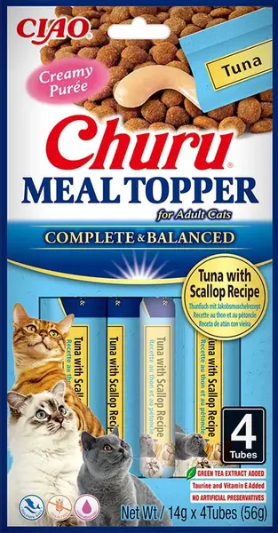 Inaba Cat Churu Meal Topper vlhké krmivo pro kočky - tuňák a hřebenatky 4 x 14 g