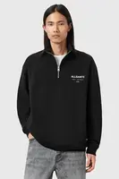 Bavlněná mikina AllSaints UNDERGROUND pánská, černá barva, vzorovaná, M042NB