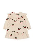 Dětské bavlněné šaty Konges Sløjd MALLI GLITTER DRESS GOTS béžová barva, mini, přiléhavé, KS103893