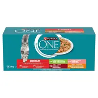 Purina ONE Sterilcat výběr mokrého krmiva pro kočky - kuřecí, hovězí, losos, krůtí 40 x 85 g