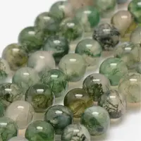 Natural Moss Agate Beads Strands