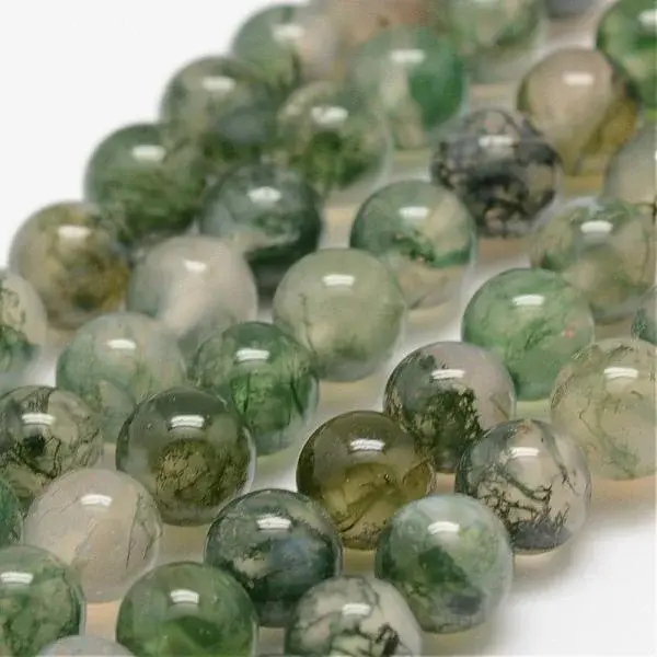 Natural Moss Agate Beads Strands