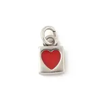 925 Sterling Silver FireBrick Enamel Heart Lock Charms