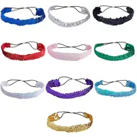 10Pcs 10 Color Wide Stretch Sparkling Polyester Headband