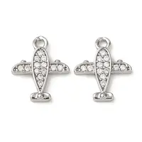 Brass Micro Pave Clear Cubic Zirconia Charms