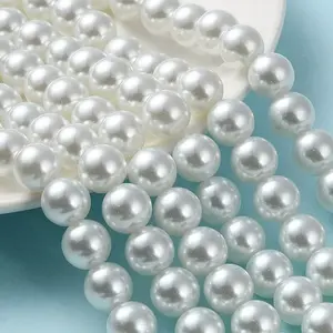 Baking Painted Pearlized Glass Pearl Round Bead Strands