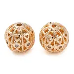 Brass Micro Pave Clear Cubic Zirconia Spacer Baeds