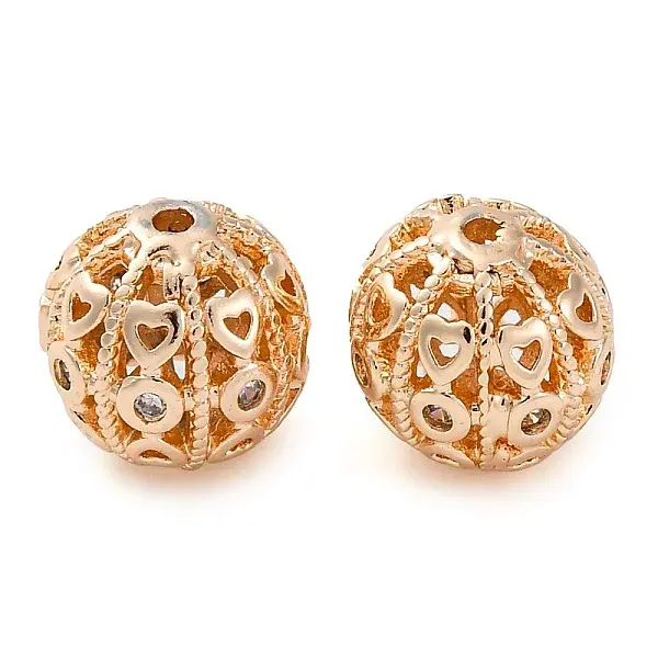 Brass Micro Pave Clear Cubic Zirconia Spacer Baeds