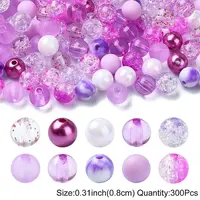 300Pcs 10 Styles Mixed Styles Acrylic Beads