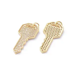Brass Micro Pave Cubic Zirconia Pendants