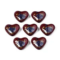 Flower Printed Opaque Acrylic Heart Beads