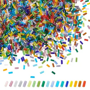 1800Pcs 18 Colors Frosted Glass Tube Beads